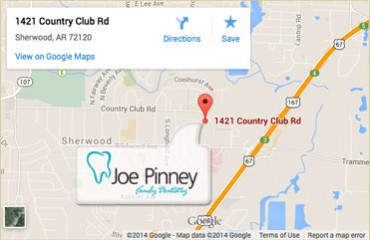 Map showing our location at 1421 Country Club Road in Sherwood, AR